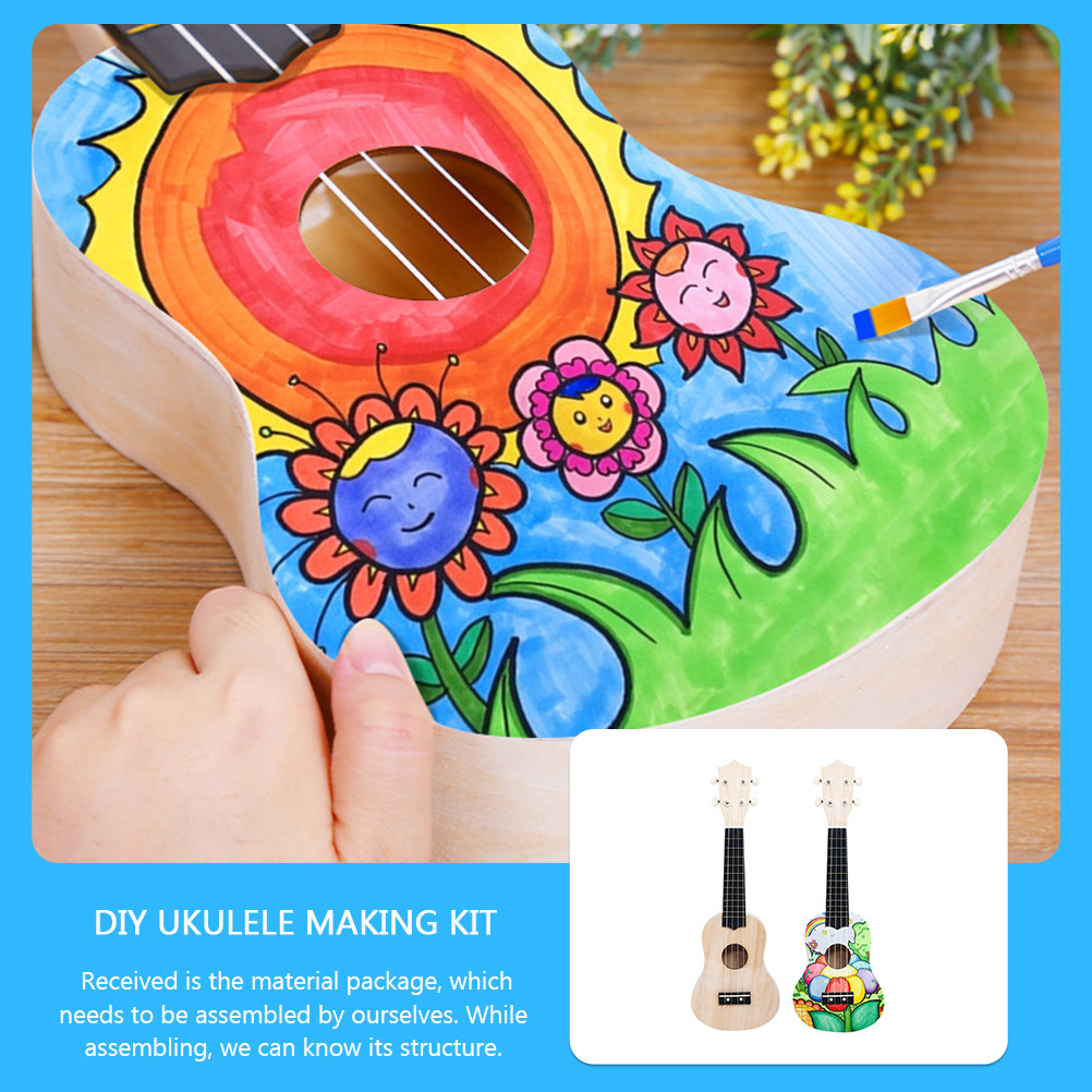 Musical Instrument Diy For Kids - 1Set Kit Pembuatan Ukulele DIY Bahan