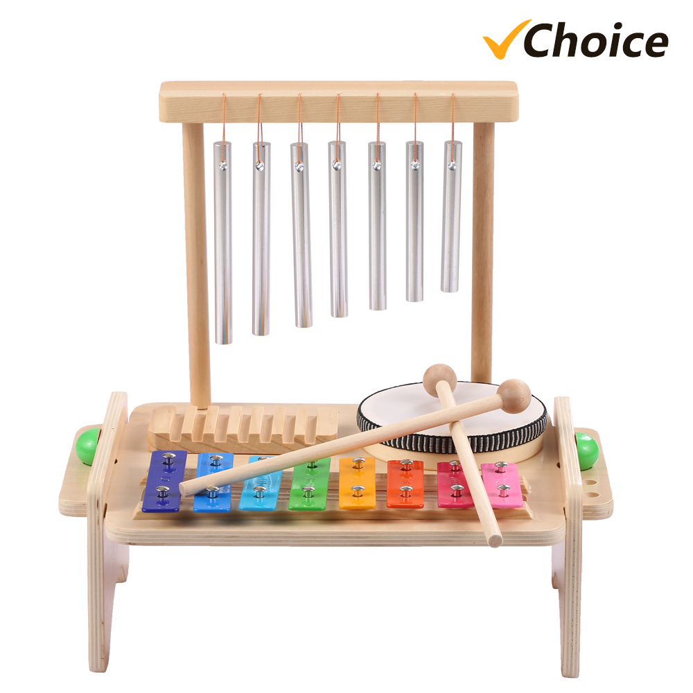 Guiro Scraper Instrument - Set Drum anak-anak kombinasi lonceng angin