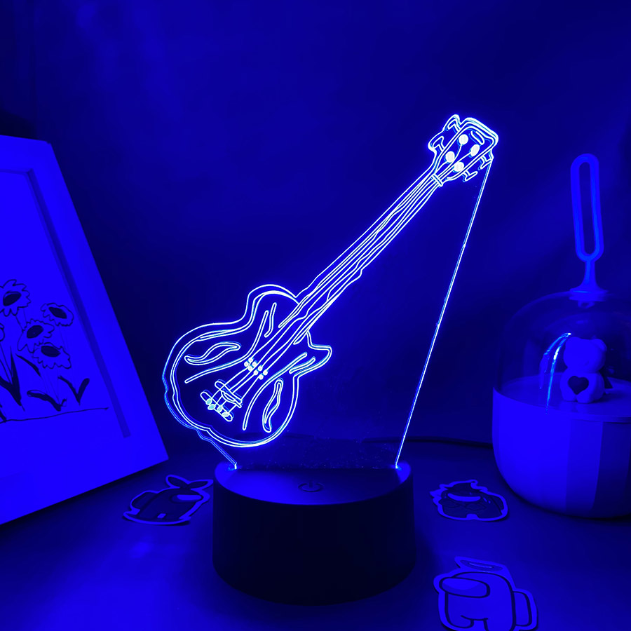 Musical Instrument No Touch - Lampu Malam LED Ilusi 3D Gitar