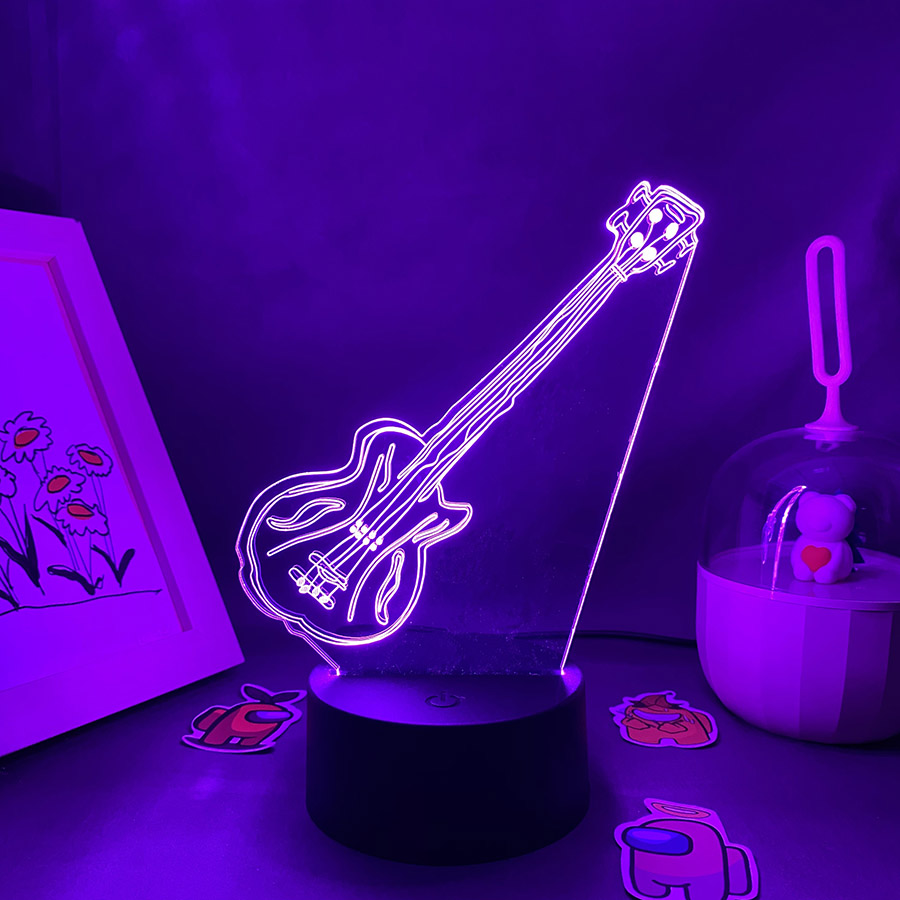 Lampu Malam LED Ilusi 3D Gitar - Musical Instrument No Touch ulasan dan harga