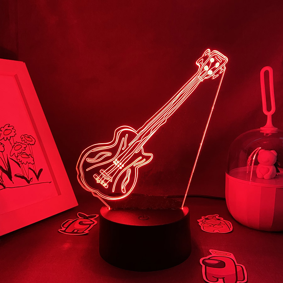 Lampu Malam LED Ilusi 3D Gitar - Musical Instrument No Touch ulasan dan harga