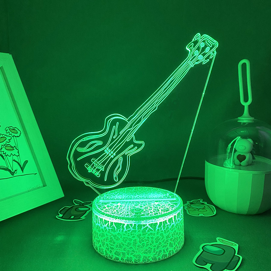 Lampu Malam LED Ilusi 3D Gitar - Musical Instrument No Touch ulasan dan harga