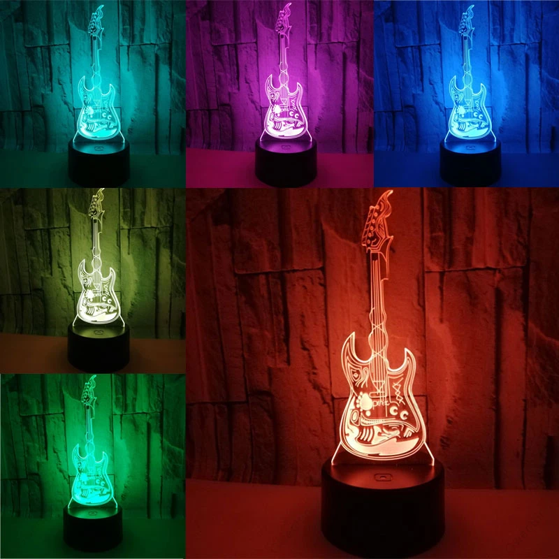 3D Ilusi Malam Lampu LED USB 7 - Musical Instrument No Touch ulasan dan harga