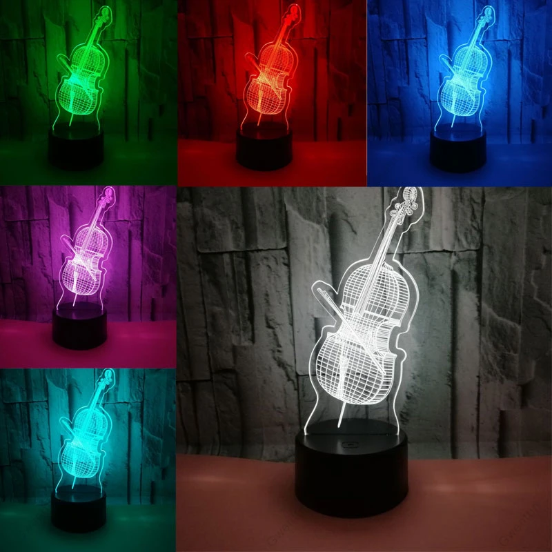 3D Ilusi Malam Lampu LED USB 7 - Musical Instrument No Touch ulasan dan harga