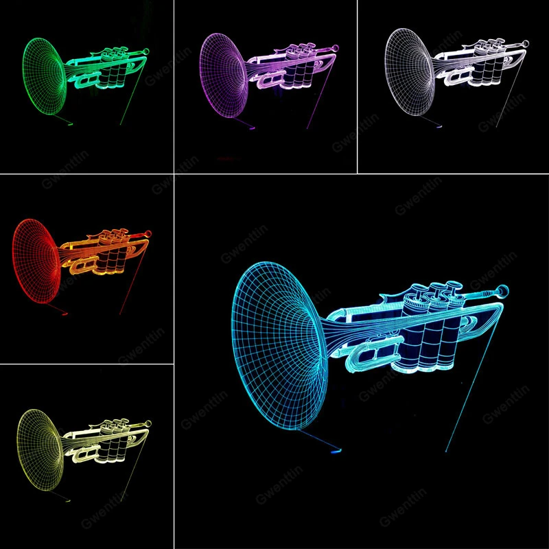 3D Ilusi Malam Lampu LED USB 7 - Musical Instrument No Touch ulasan dan harga